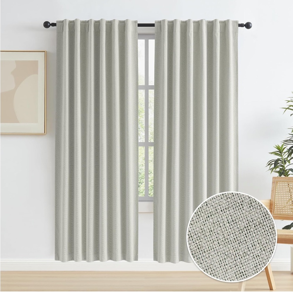 KEQIAOSUOCAI Linen Blackout Curtain Panels